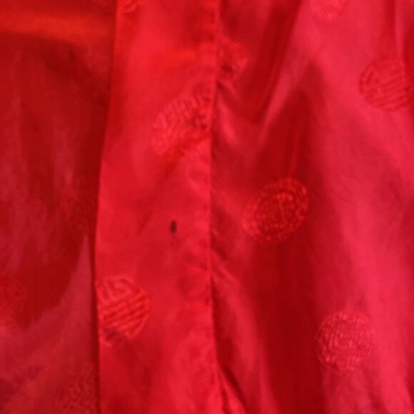 Vintage Golden BEE Dragon Rayon Hand Embroidered Red Kimono Robe Medium - Picture 10 of 11